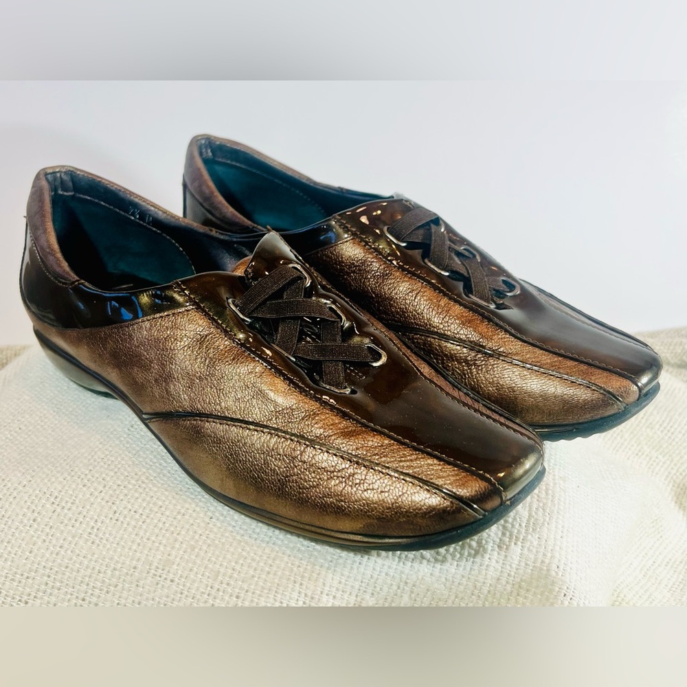 Sesto Meucci bronze metallic leather sneakers